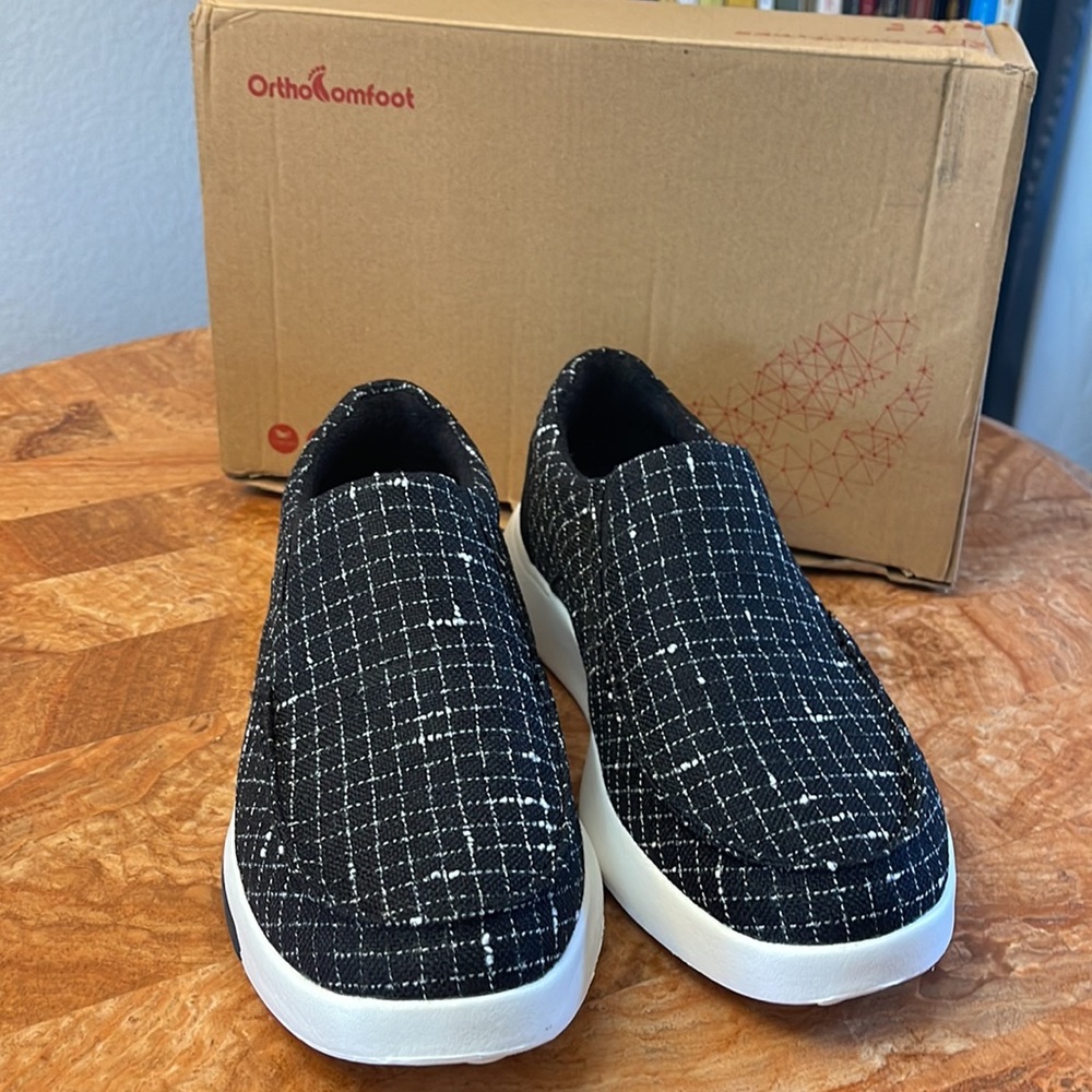 OrthoComfoot Canvas Slip on Plantar Fasciitis Loafers with Arch Support   ZL840